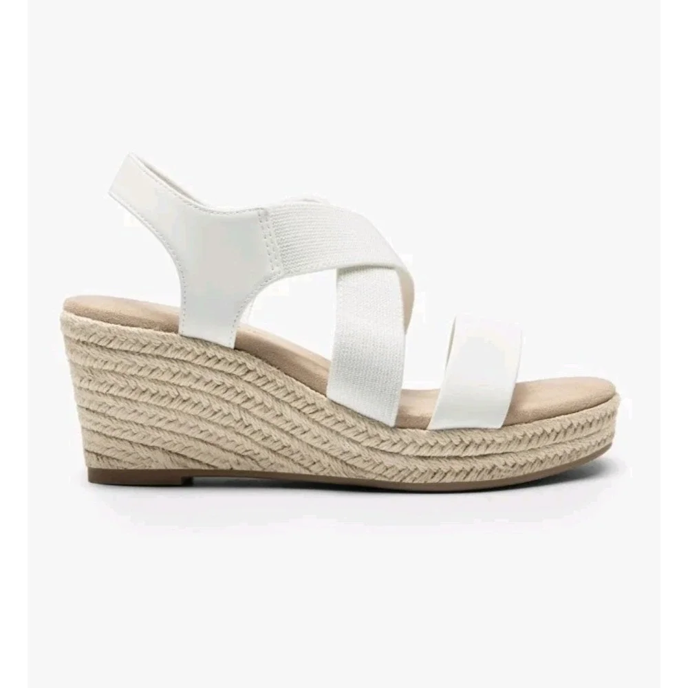 Women Elastic Ankle Strap Espadrilles Wedge Sandals Open Toe Casual Size 8‎